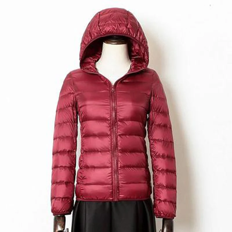 Brand M - 4XL Women's Duck Down Coat Ultra Light Down Jacket Women Hooded Female Big Size Winter Feather Warm Jacket