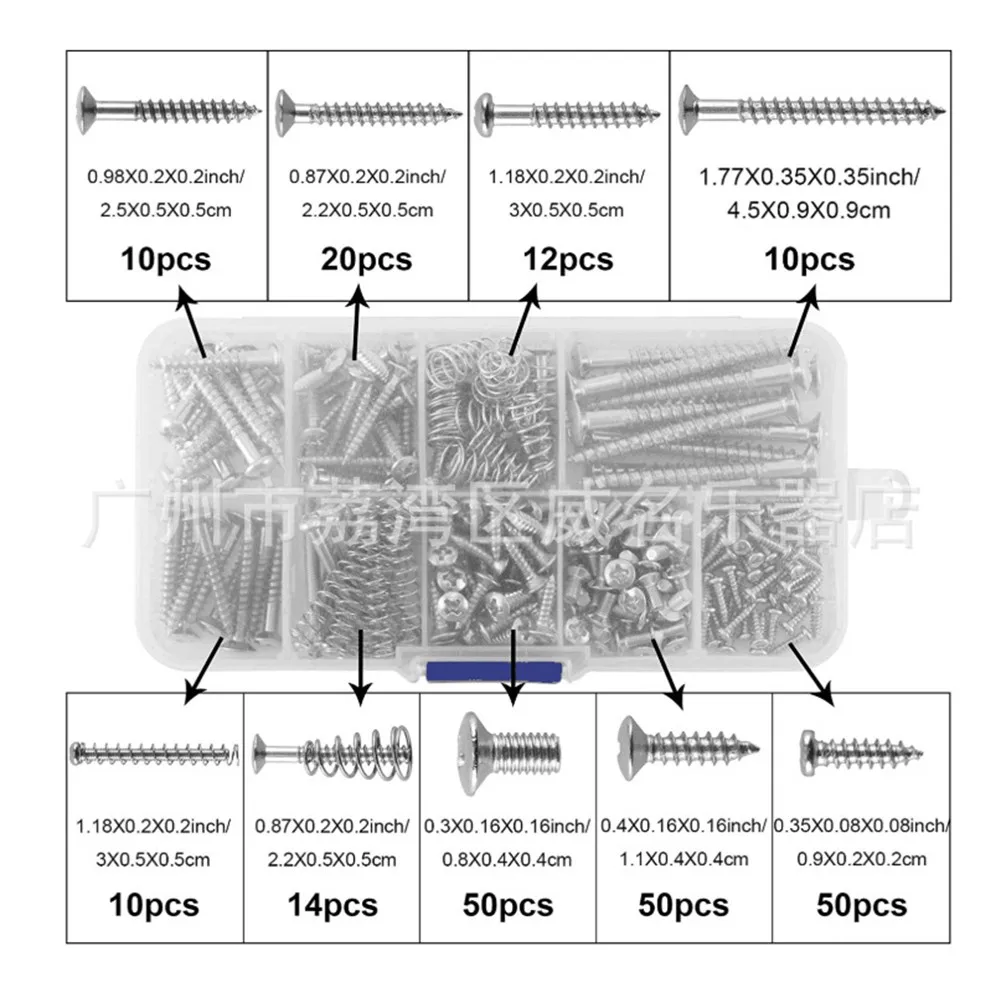 226Pcs Electric Guitar Screw Spring With Box Kit For Pickguard DIY Luthier Tools For Pickguard Back Plate Mount 9 Kinds Part