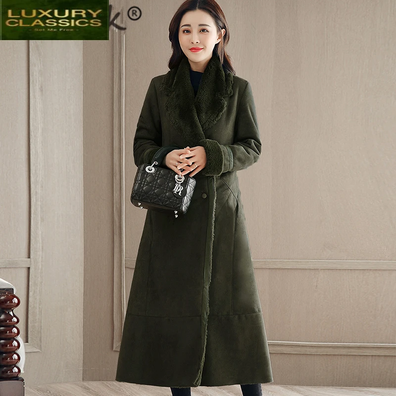 Jacket Fur Winter Female + Fur Collar Fashion Faux Fur Coat Women 2021 Korean Thick Warm Vintage Long Coat Hiver TF71103