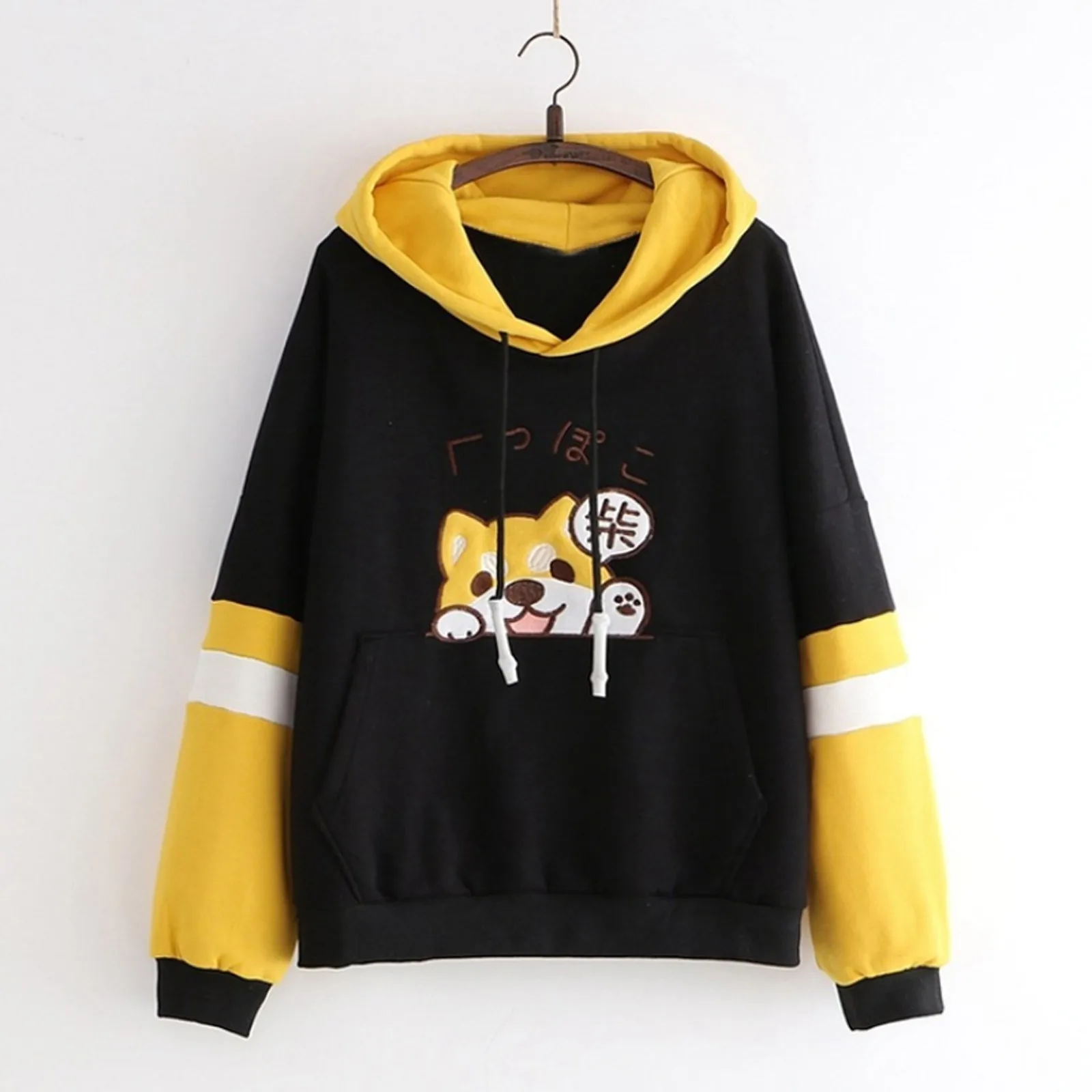 Hoodies impressos para cães para mulheres, Harajuku, Shiba Inu, moletom de orelha Kawaii, pulôveres Akita japoneses, tops bonitos, roupas