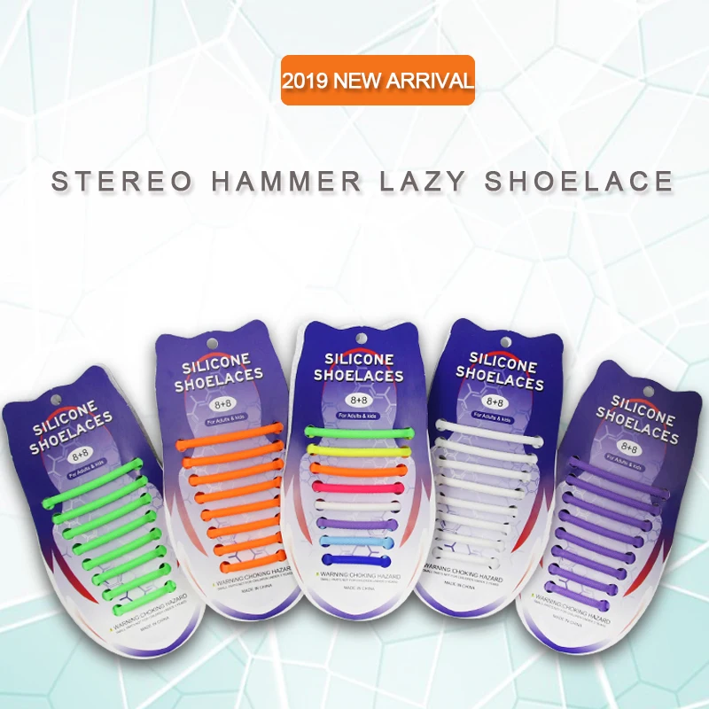 16 pçs/lote Preguiçoso cadarços Não Amarrar Cadarços de Silicone Cadarços Elásticos de Silicone Para Não Amarrar Execução Sapatilhas Laces Cordas