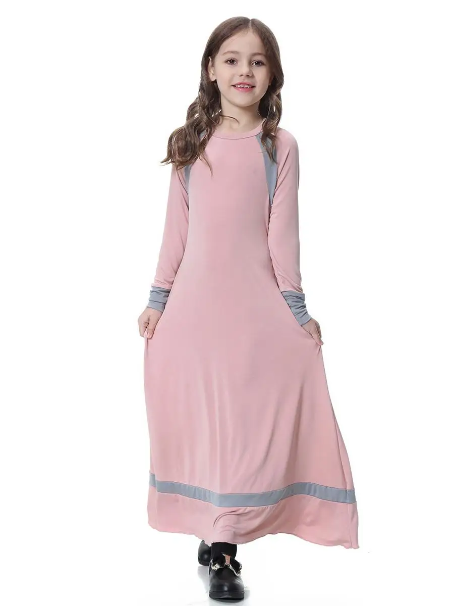 Muslim Kids Girls Maxi Dress Abaya Arab Long Sleeve Prayer Kaftan Robe Kaftan Islamic Clothing Arabian Caftan Casual Party Gown