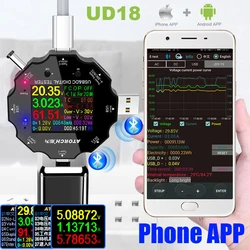 Ud18 usb tester 3.0 dc digital carro voltímetro amperímetro banco de potência atual detector de tensão volt tipo-c medidor de capacidade de carga rápida