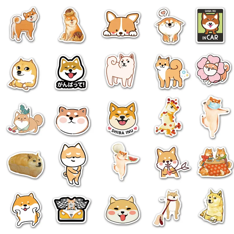 Stiker Lucu Kawaii Stiker Anjing Shiba Inu Yang Indah Stiker Kartun Scrapbook Diary DIY untuk Koper Stiker Ponsel