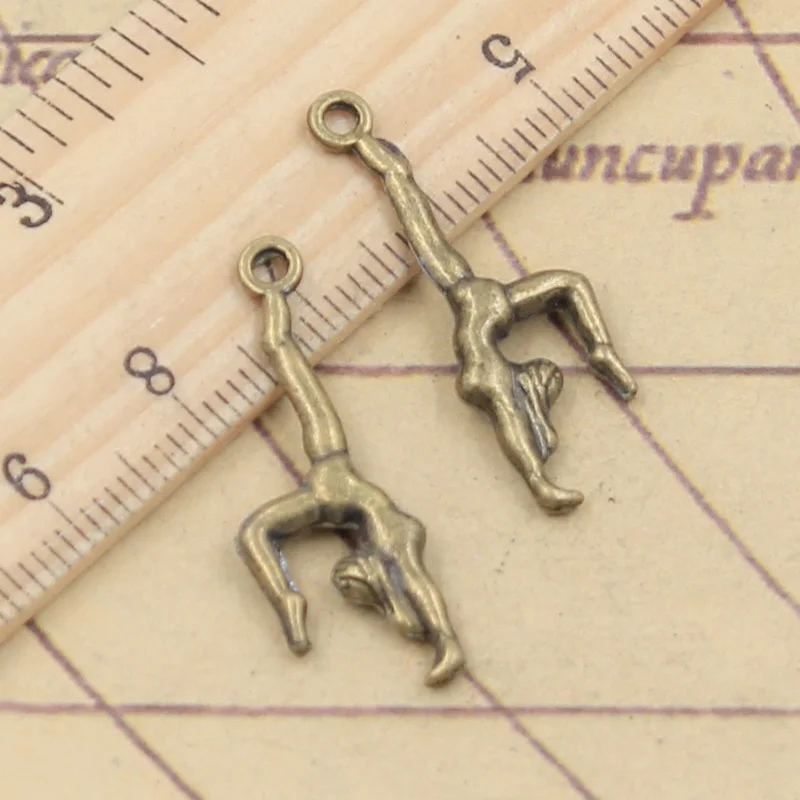 20pcs Charms Gymnastics Gymnast Sporter 30x11mm Tibetan Bronze Silver Color Pendants Antique Jewelry Making DIY Handmade Craft