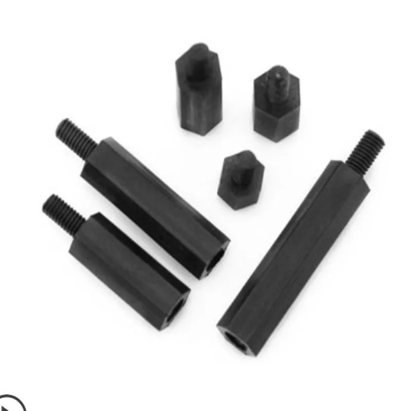 20-50Pcs Male to female M2 M2.5 M3 M4*L+6  Black Hex Nylon Standoff Spacer Column Flat Head Nylon Plastic Spacing Screws