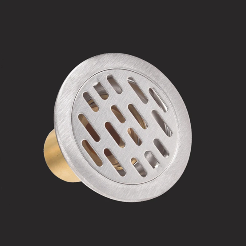 304 Stainless Steel Washing Machine Floor Drain Shower Room Round Surface Brushed Proces Design Floor Drain 8CM