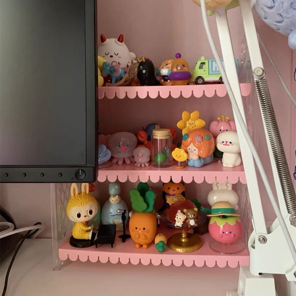 折りたたみ式収納棚,ピンクのデスクトップ,3層,折りたたみ式,寮用,無料