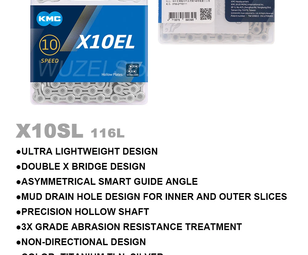 KMC X10 10 Geschwindigkeit Kette 116 Links Straße/Mountainbike Kette X10EPT X10EL X10SL Bike Kette Original Boxed – Detail 8