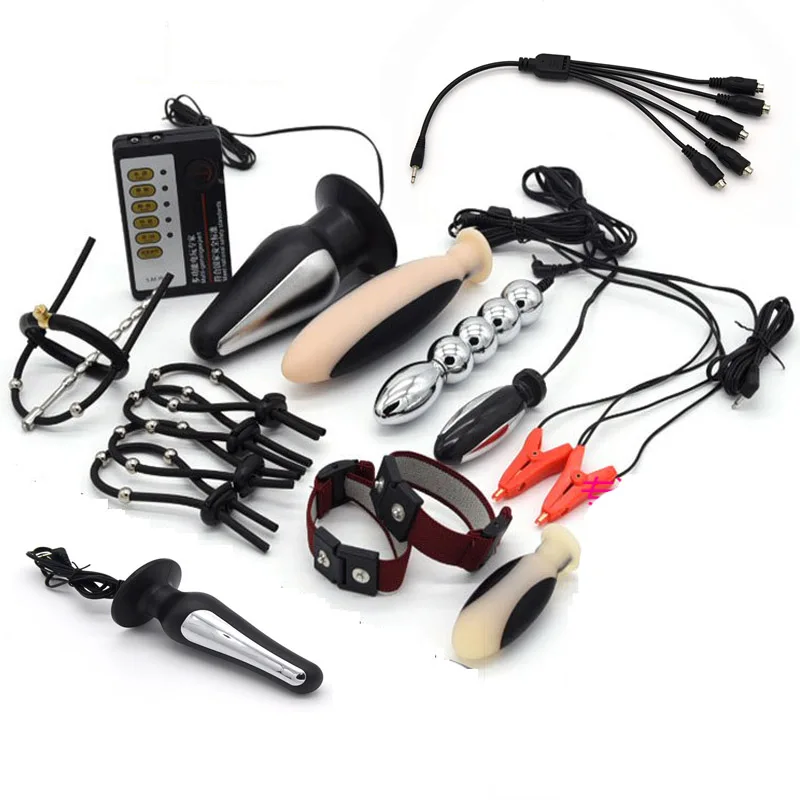 Electro Shock DIY Kit Anal Butt Plug Prostate Massage Electro Stimulate Cock Ring Urethra Plug Masturbator Sex Toy For Women Men