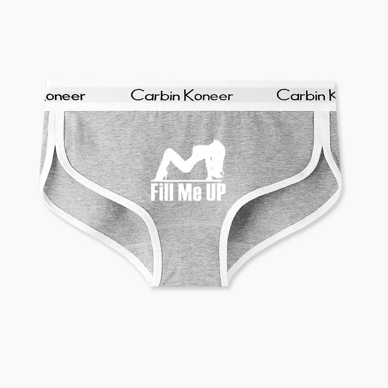 Fill Me Up New Brand Funny Print Briefs for Women Sexy Cotton Sports Underwear Lady Girl Panties Underpant for Female