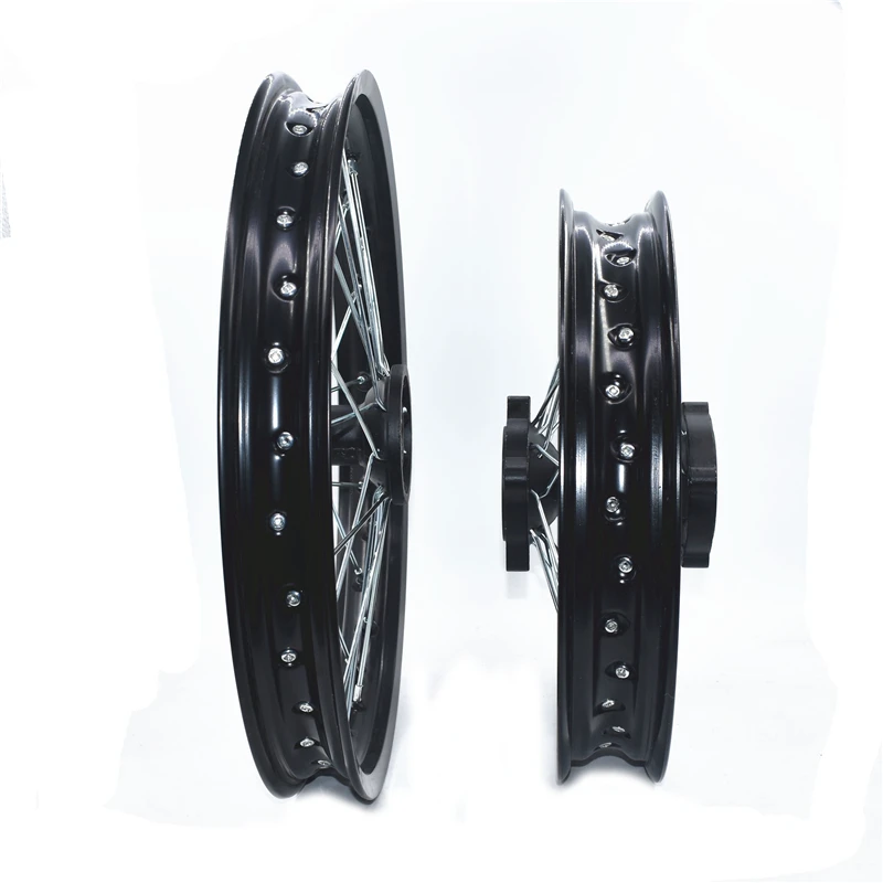 1.60-17 inch Front 1.85-14 inch Rear Rims Aluminum Alloy Wheel Rims Black Hub For KLX CRF   Kayo BSE Dirt Pit Bike Motorcycle