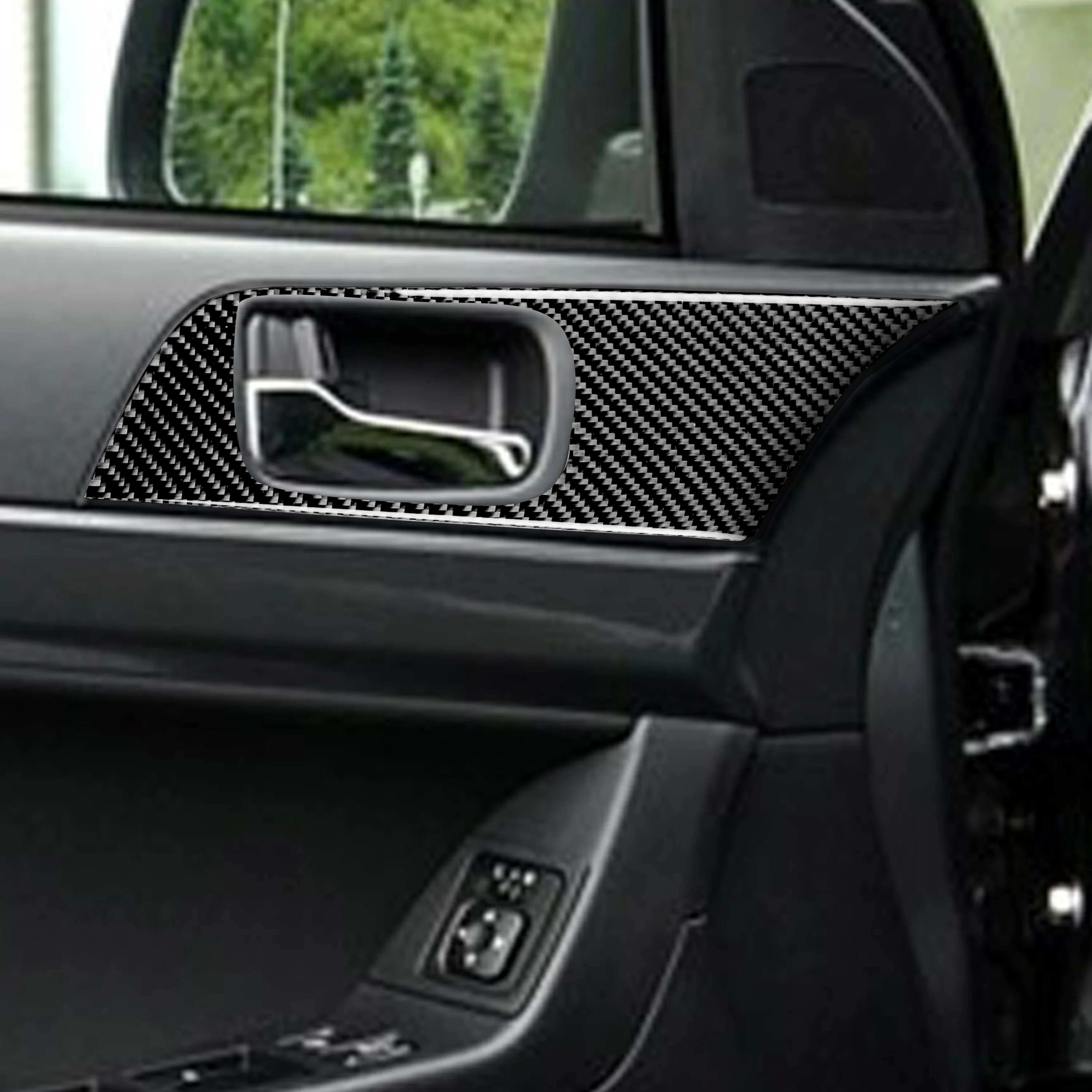 For Mitsubishi Lancer EVO X MR 2008-2015 Door Handle Panel Hand Pull Surround Carbon Fiber Sticker Cover Trim Car Accessories