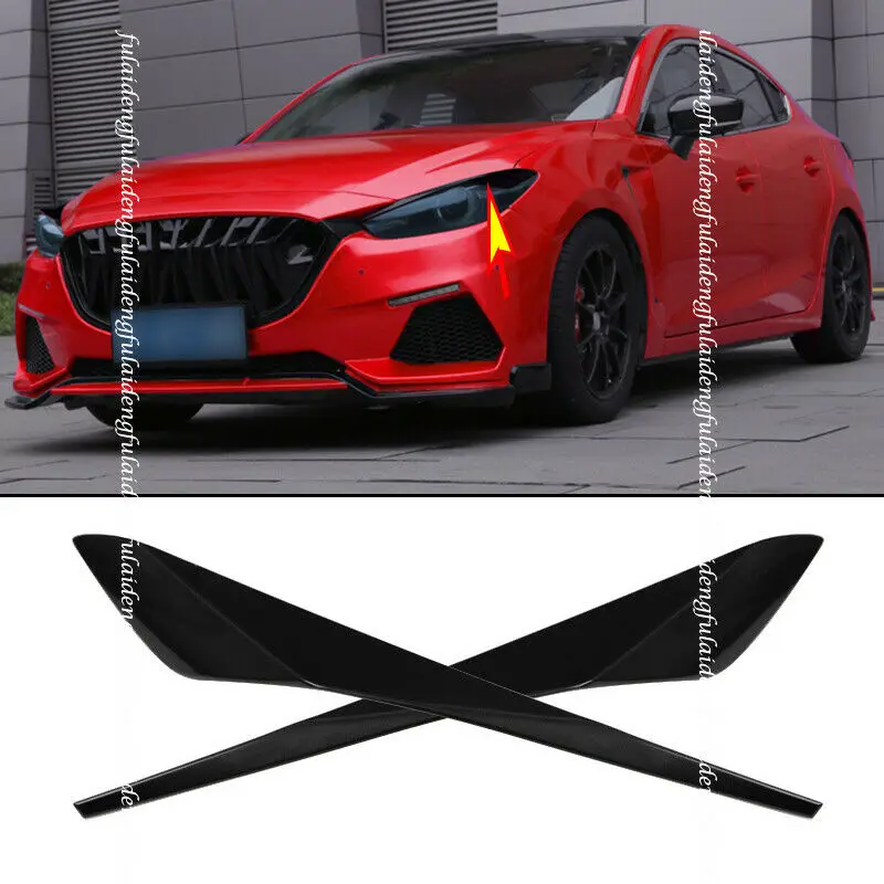 

Fits For Mazda 3 AXELA 2017-2018 ABS Glossy black Headlight Eyelids Eyebrows Trim Cover Moulding Car Accessories 1PCS