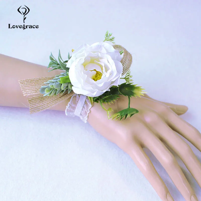 Roze Witte Zijde Bloem Pols Corsage Armband Pols Corsage Bruiloft Armband voor Bruidsmeisjes Bruiloft Getuige Mariage Accessoires