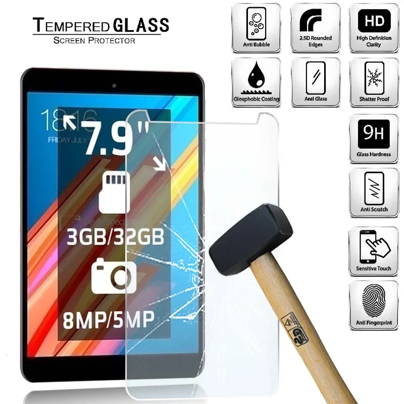 Tablet Tempered Glass Screen Protector Cover for Teclast M89 Tablet HD Eye Protection Anti-Fingerprint Tempered Film