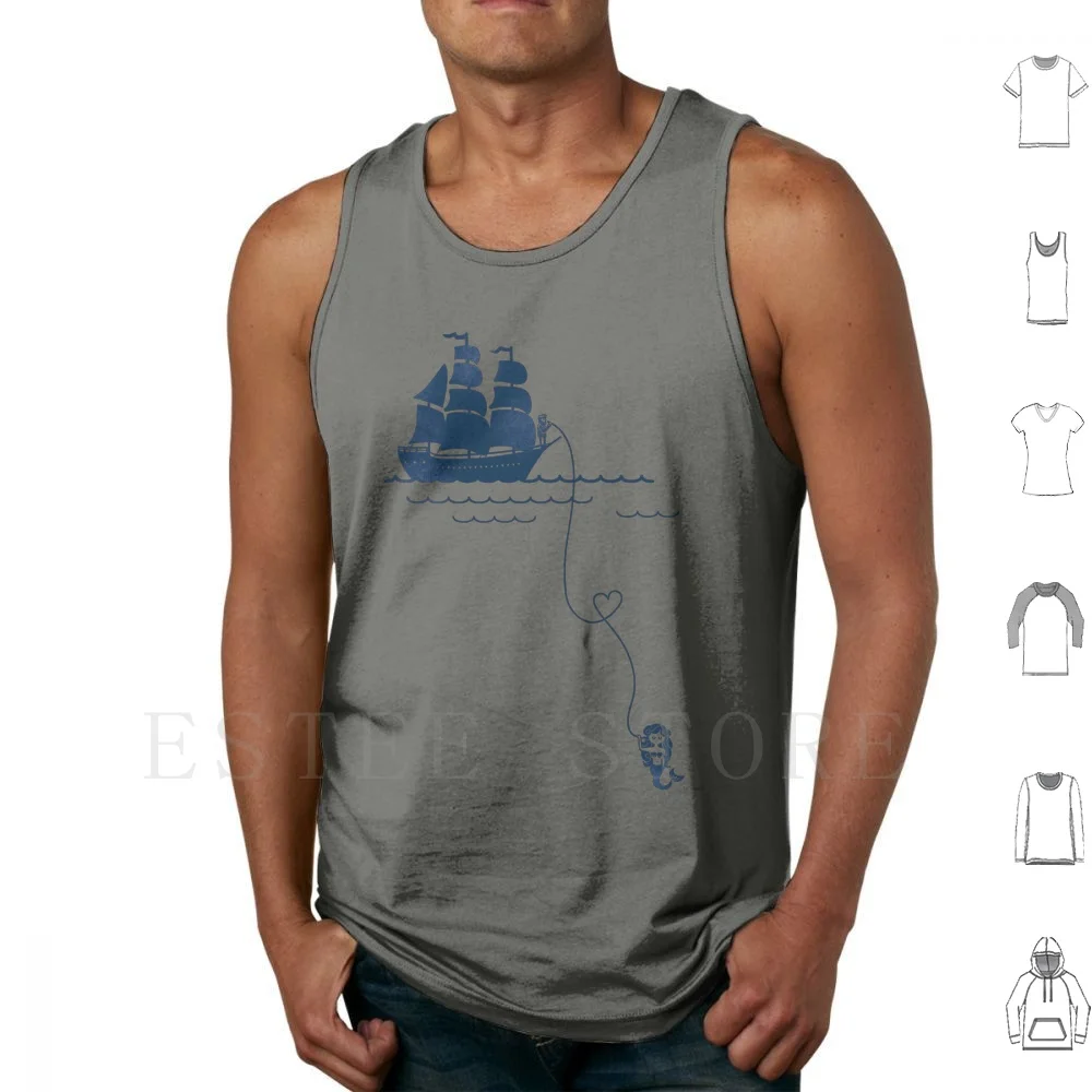 

Long Distance Love Tank Tops Vest Mermaid Mermaids Sailor Anchor Anchors Minimal Minimalist Love True Love Sea Ocean