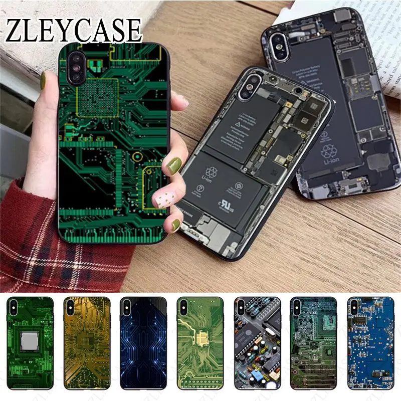 Circuit Board Soft silicone Phone Case For iphone 13pro 14pro 15pro 12pro 11pro xs max 7 8 XR 12mini 15plus 13mini SE cover