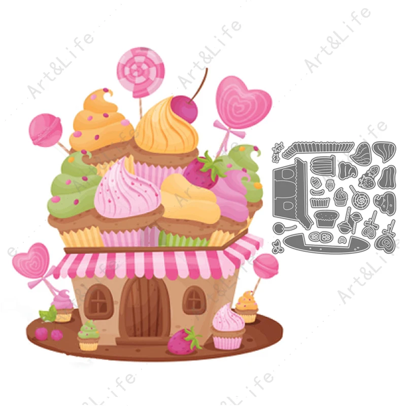 New Metal Cutting Dies Icecream Biscuit house Birthday Cake Stencils for Making Scrapbooking Album Paper Cards Embossing Cut Die