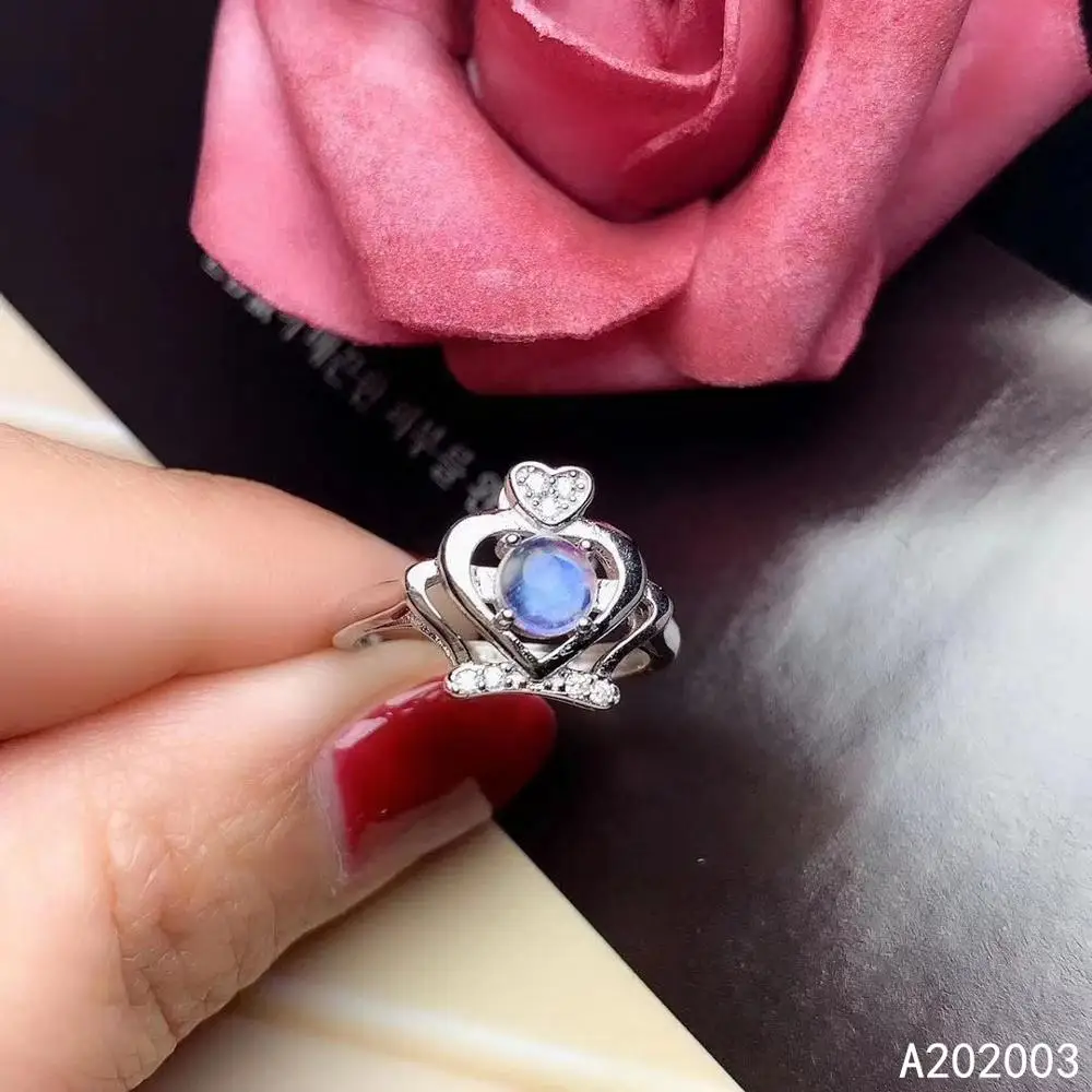 

KJJEAXCMY fine jewelry 925 sterling silver inlaid natural moonstone new Female ring luxury Support Detection