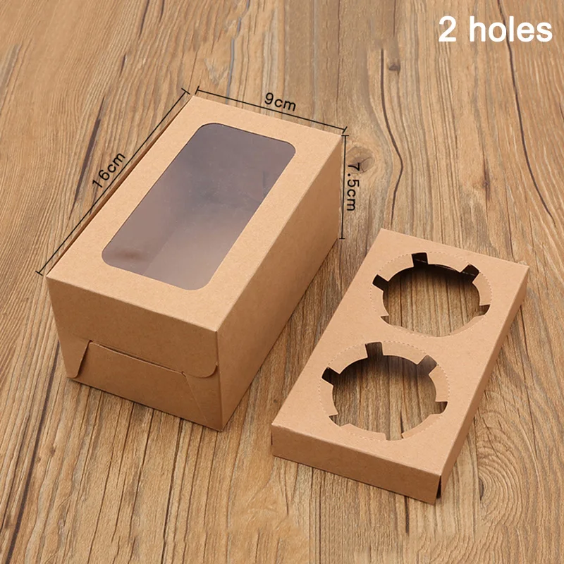 10PCS 2/4/6 Holes Kraft Paper Cupcake Packing Box Muffin Wedding Party Case Holder Box-30