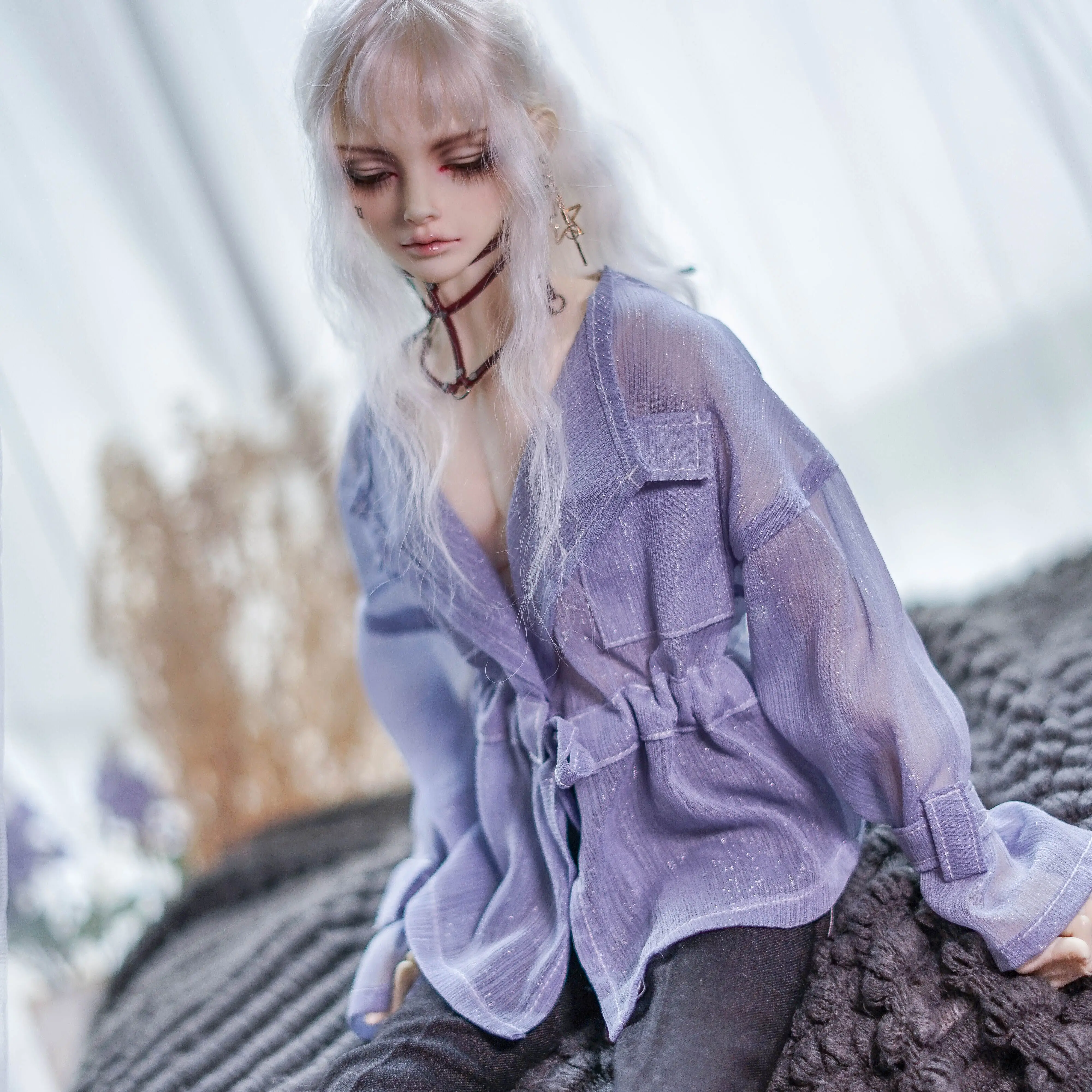 

New BJD doll clothes white/purple/burgundy chiffon top DD see-through shirt 1/3 1/4 sd/msd/mdd 70 uncle 17 male doll accessories