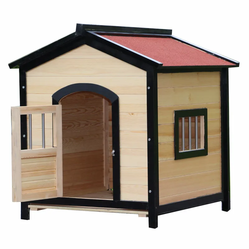 Outdoor Small and Medium-sized Solid Wood Dog House Rainproof and Waterproof Wooden Dog Cage  Doghouse Cathouse Large Dog