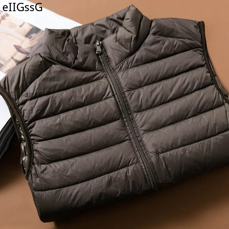 Fashion Men Down Jacket Sleeveless Vest Portability Spring Fashion Casual Coats Male Cotton-Padded Men's Vest Thicken Waistcoat