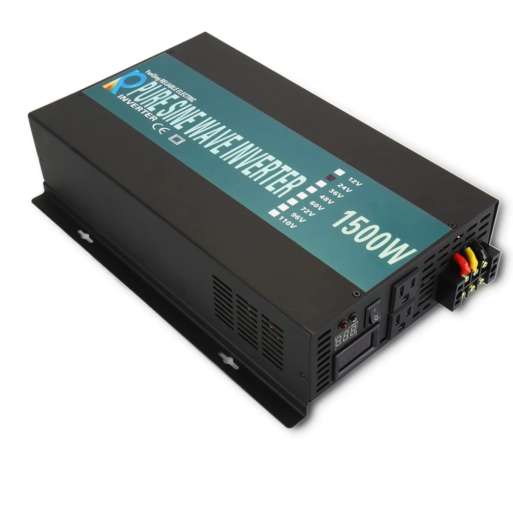 1500W Pure Sine Wave Solar Inverter 36V 220V Power Supply Inverter Battery 12V/24V/48V DC to 120V/230V/240V AC Converter Remote