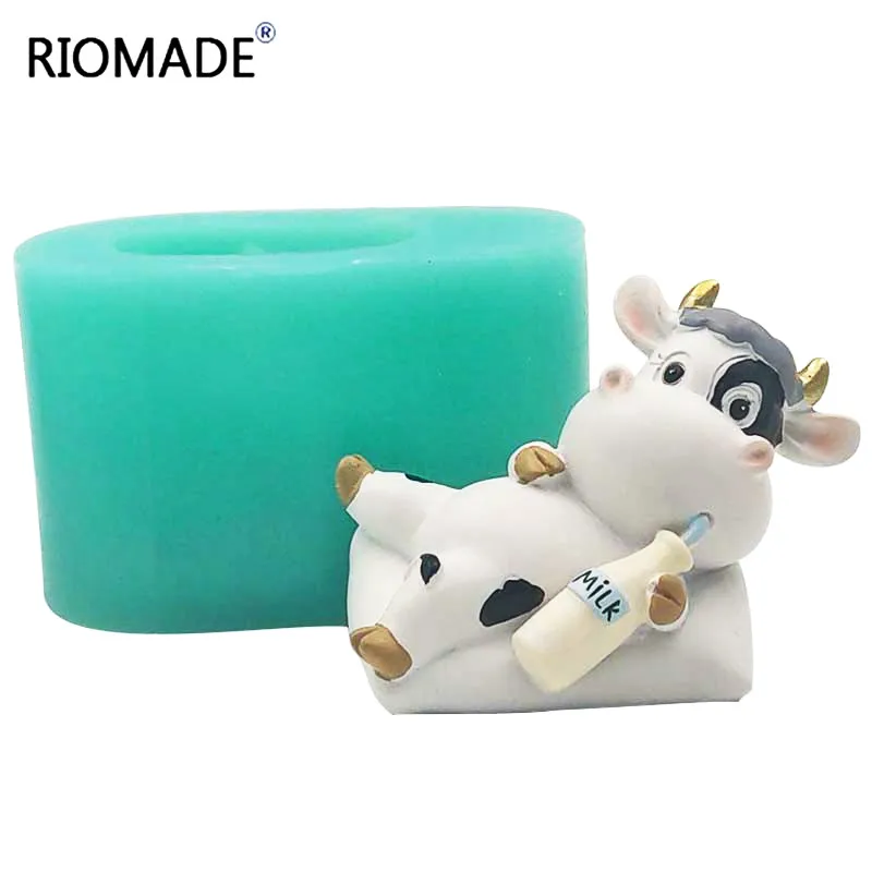 Cute New Year Cows Silicone Mold DIY Chocolate Dessert Cake Fondant Baking Tools Handmade Candle Plaster Clay Decoration Mould