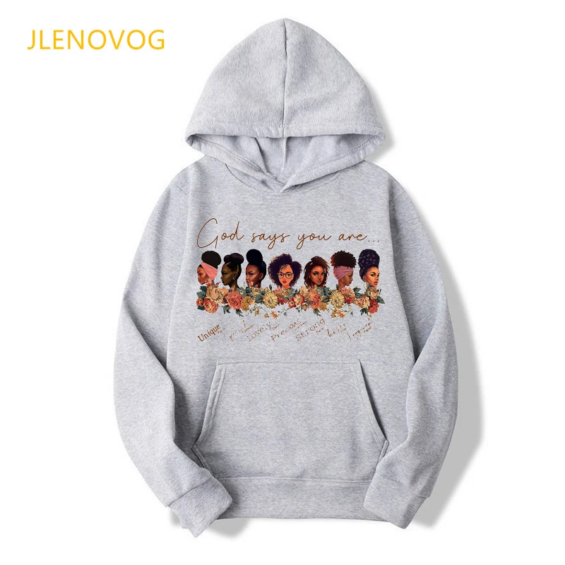 black girl magic sweatshirts god says you are melanin queens print dope black lives matter hoodie women winter thick clothes top