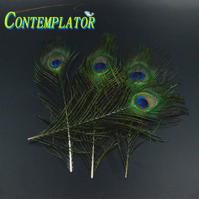 8pcs Fly Tying Peacock Herl Feathers Fancy Streamers&Wet&Salmon Flies Peacock Tail Eye Hair Fly Bodies Wings Materials