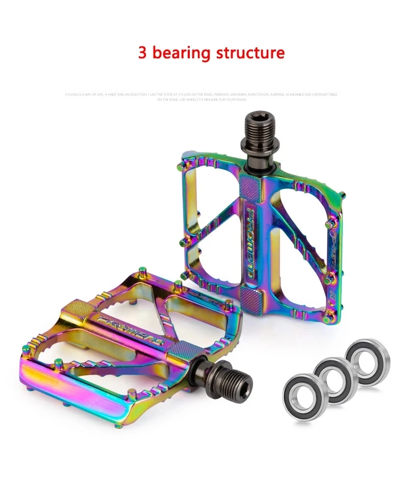 PROMEND Colorful Ultralight Bicycle Pedal MTB Road Bike Pedals Aluminum Alloy Anti-slip Bike Pedals Waterproof 3 Bearing Pedals