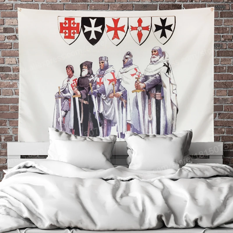 Knight Flag Banner Polyester 90* 150cm Hang On The Wall 4 Grommets Custom Flag Indoor Decoration Knight Templar