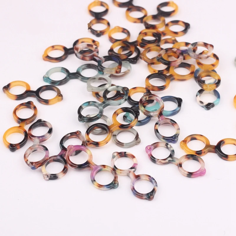 Tortoiseshell Acetic Acid Resin Charms Glasses Round Glass Charms Connector 11*29mm 10pcs/lot For DIY Jewelry Making Accessories