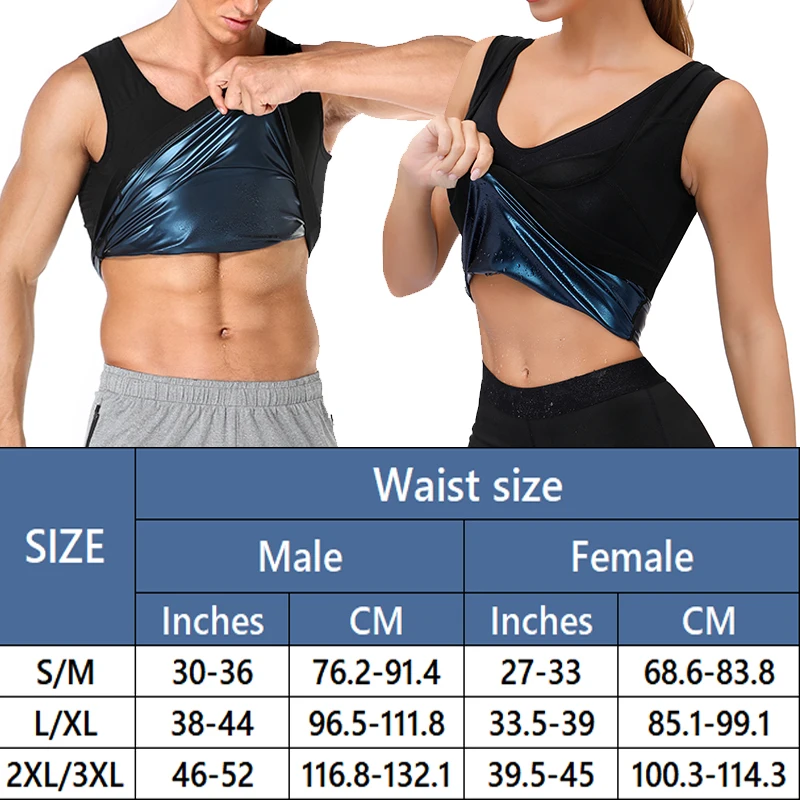 Men Sauna Shirt Sweat Suit Slimming Vest Workout Tank Top Waist Trainer Shaper Workout Fat Burn Weight Loss