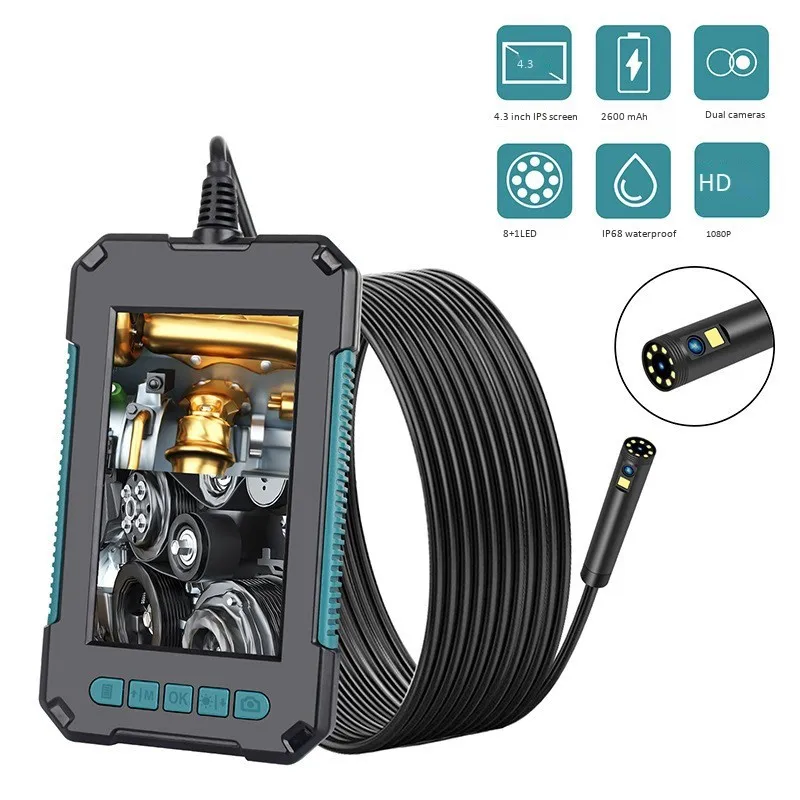 

Dual Lens Industrial Pipeline Inspection Endoscope 4.3 Inch Screen HD 1080P Waterproof 8 LED Lights Camera VCR Car Repair Tool