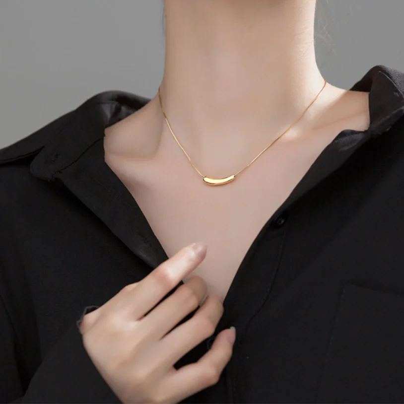 316L Stainless Steel Fashion Fine Jewelry Casual Minimalism Curve Charms Snake Bone Chain Choker Necklaces Pendants For Women