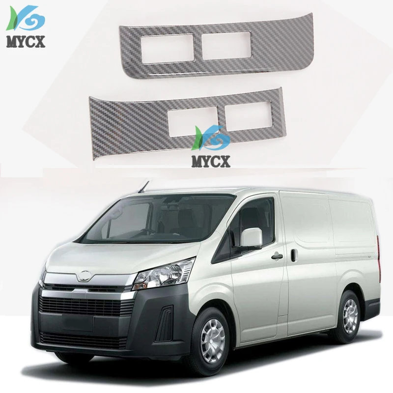 For Toyota HiAce Granvia Commuter 2019 2020 Front Dashboard Strip Frame Cover Trim Interior Accessories ABS Carbon Fiber