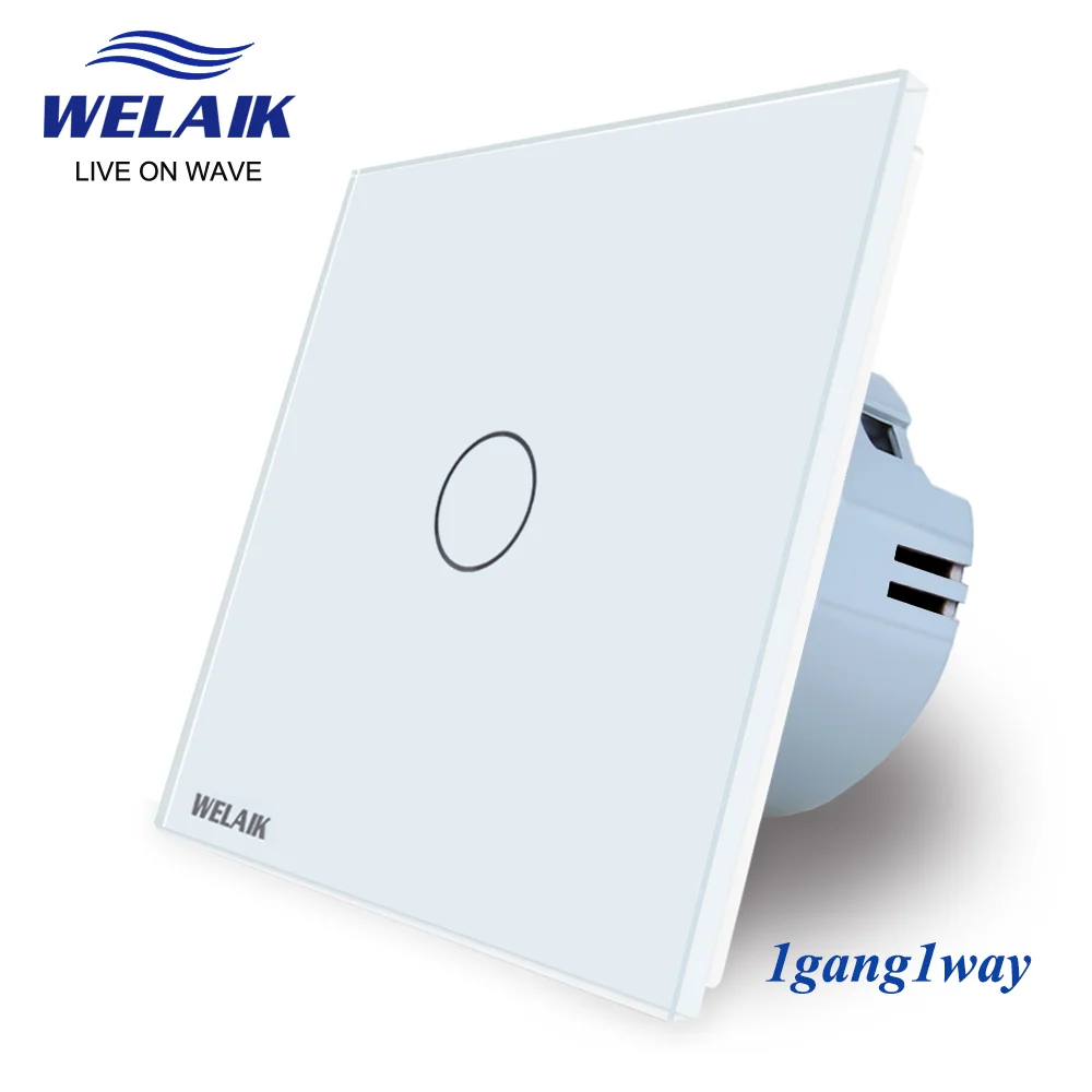 WELAIK EU Cross Touch Switch 80*80mm 1gang 1way  2way Crystal Glass Panel Lamp Smart Switch Light Switch Wall Switch parts