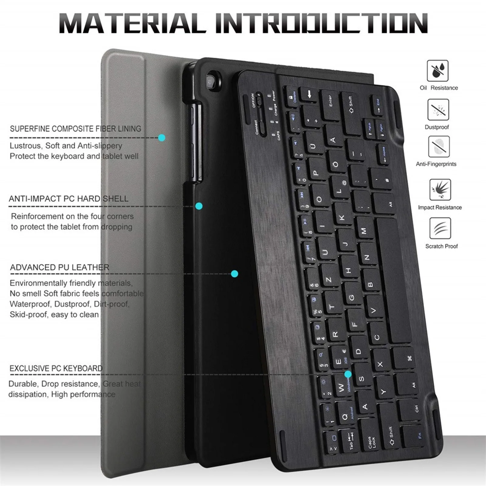 Imagem -05 - Capa Fina Magnética para Tablet Samsung Galaxy Tab a 10.1 T510 Tcom Sm-t515 para Retroiluminação por Bluetooth e Teclado