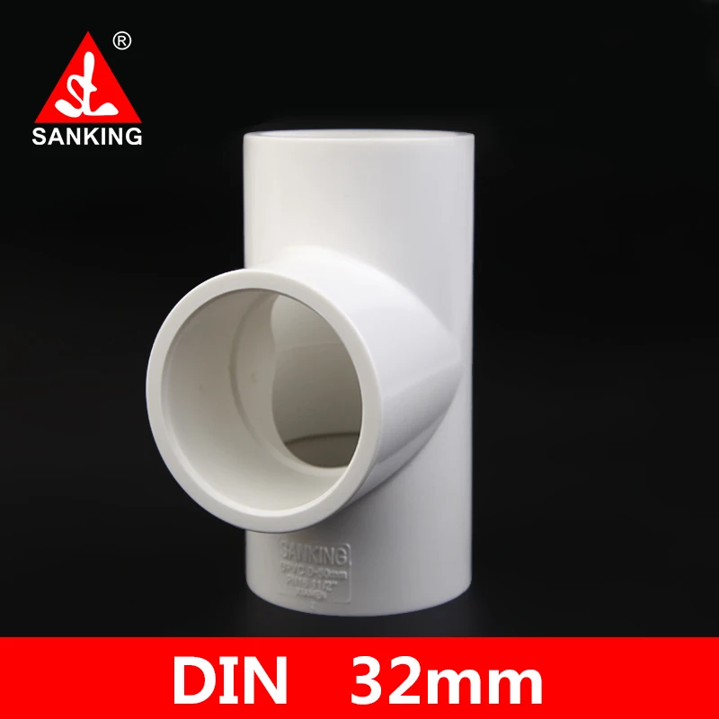 Sanking UPVC 32mm Tee Connectors Greenhouse Irrigation Tube Fittings Aquarium Tank Pipe Adapter Garden Water Connectors