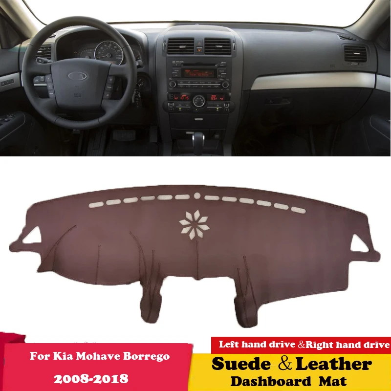 

For Kia Mohave Borrego 2008 2009 2013-2018 Leather Dashmat Dashboard Cover Pad Dash Mat Carpet Car-Styling Accessories Suede