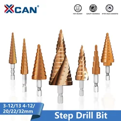 XCAN Cone Step Drill Bit 3-12/13 4-12/20/22/32mm Wood Metal Hole Cutter TiCN Coated Core Hole Cutter Drilling Tools