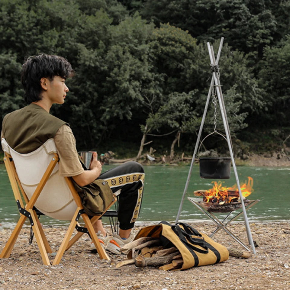 Portable Camping Fire Pit Grill Stainless Steel Mesh Fire Pit Wood