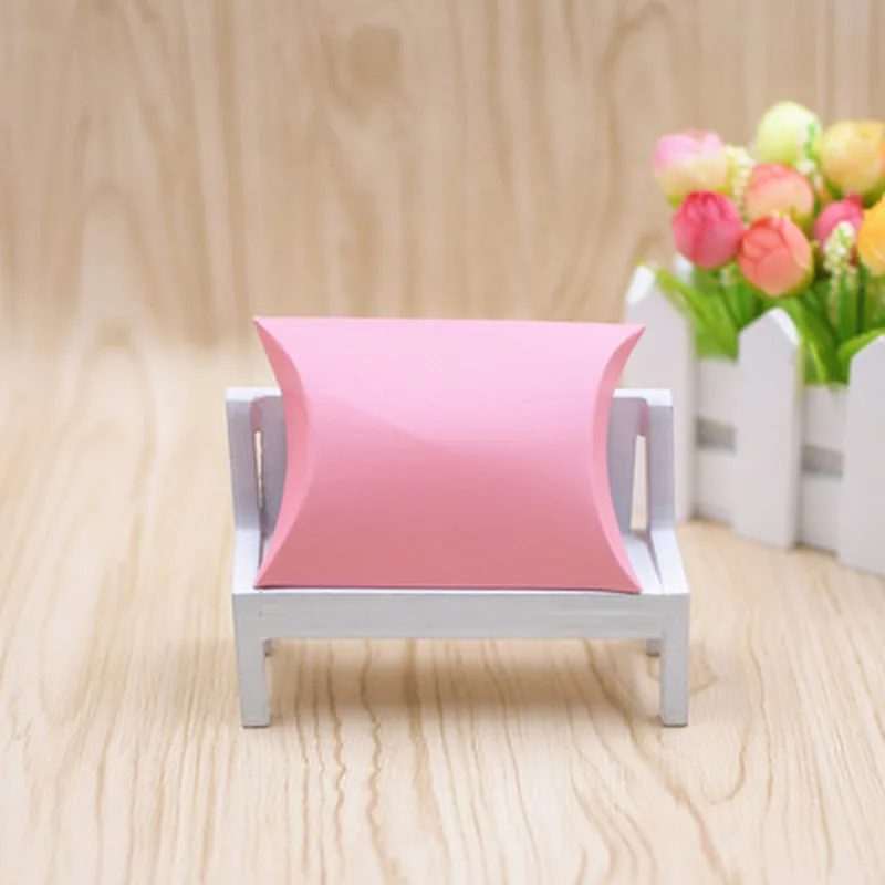 10pcs DIY Candy Boxes Bag Craft Paper Pillow Shape Wedding Favor Gift Box Valentines Present Party Supplies Eco-Friendly Kraft