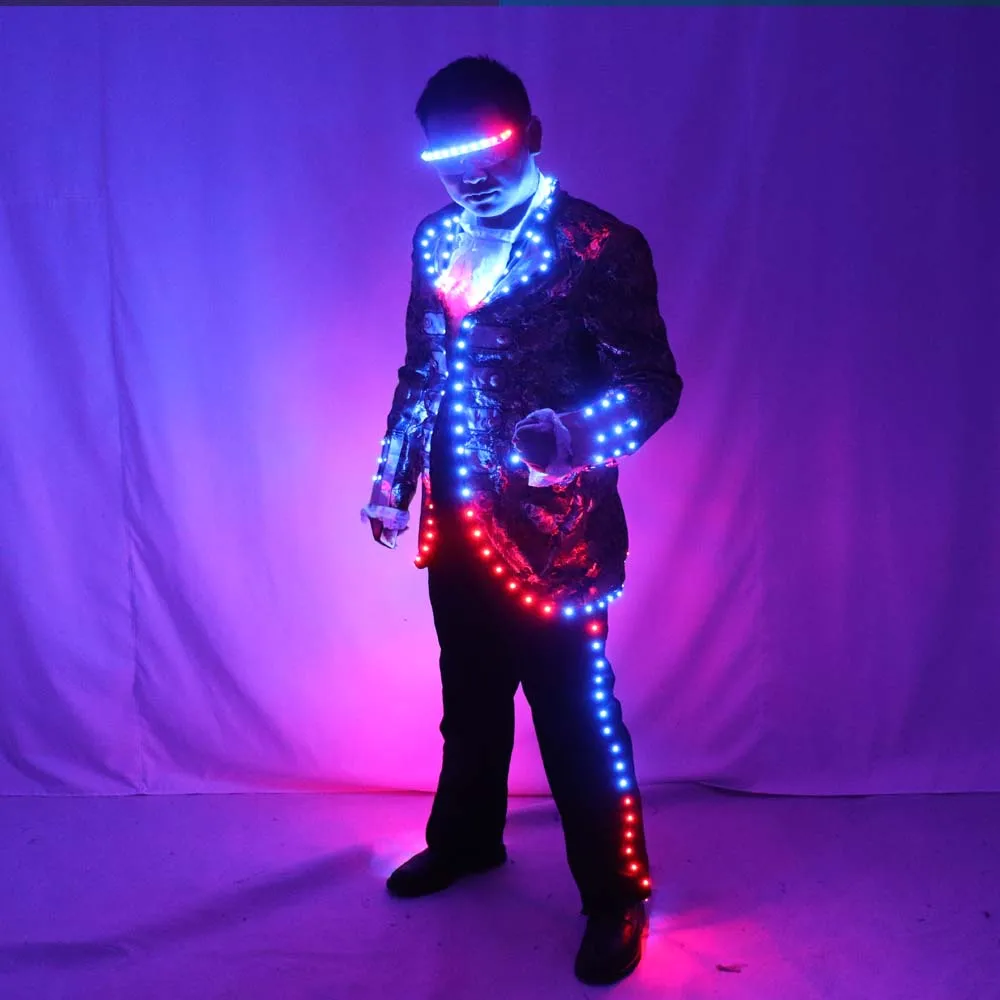 Digital Full Color LED Court Suit IC Remote Control LED Jacket for Bar Hosting, Wedding Men Dress Costume Tron suit