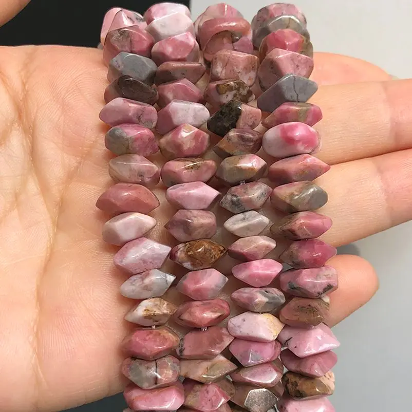 6x11mm Natural Stone Genuine Rhodonite Beads For Jewelry Making Irregular Rhombus Loose Spacer Beads DIY Bracelet Accessories