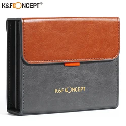 K&F Concept 5.12 inch Leather Lens Filter Case Carrying Filters Bag Pouch for Round or Square ND CPL Filters