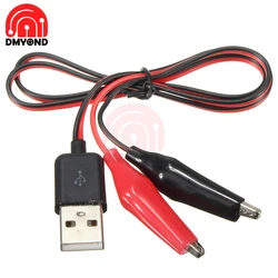 Alligator Test Clips Clamp to USB Male Connector Power Supply Adapter Wire 58cm Cable Red and Black